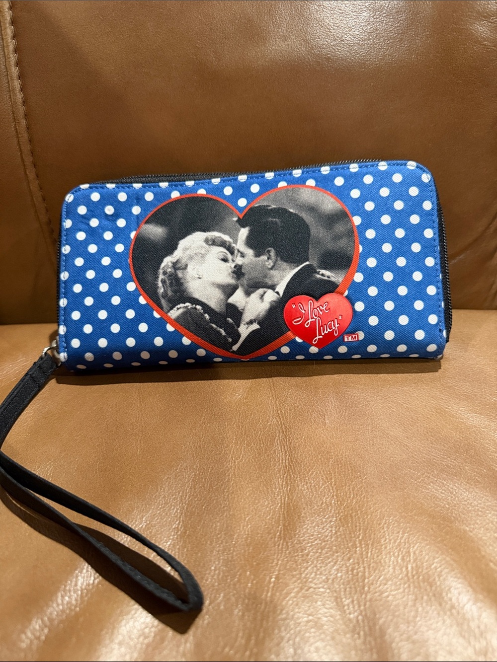 I Love Lucy Polka Dot Blue Wristlet Wallet